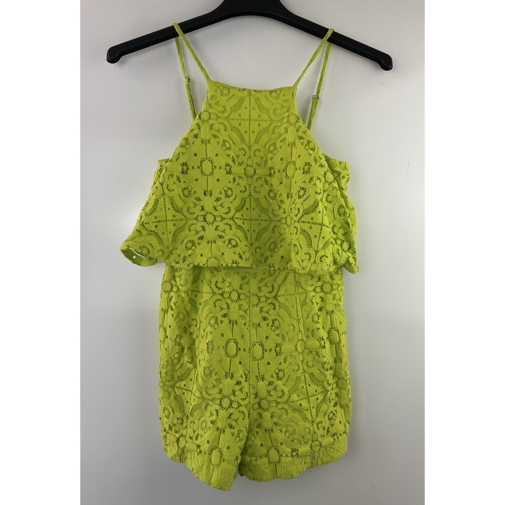 Lilly Pulitzer Celyn Romper Lime Ricky Lace Cotton Blend Size 0 Resort Vacation - Picture 13 of 13